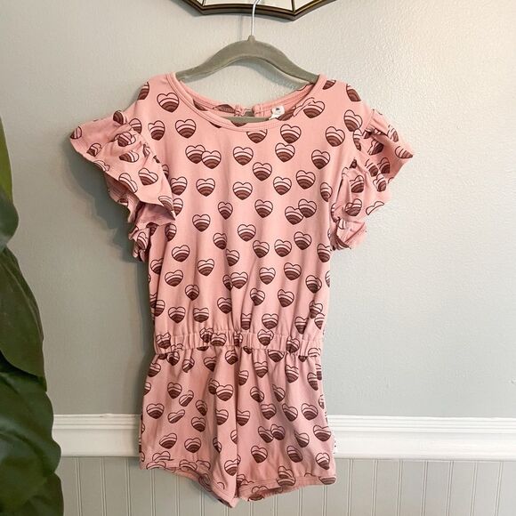 Hux Girls Size 6 Romper with Pink with Hearts Shorts Short Sleeve - Picture 1 of 11